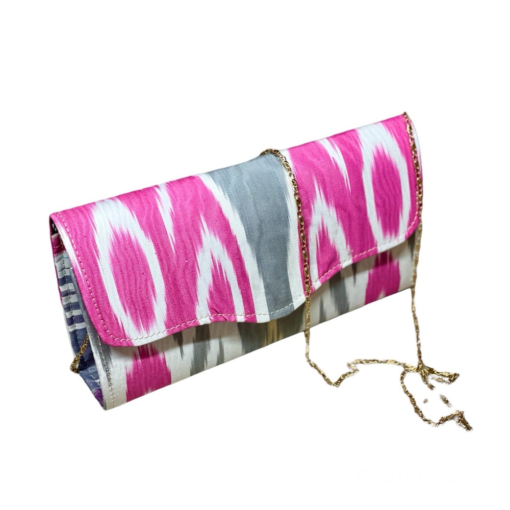 Handmade ikat fabric clutch